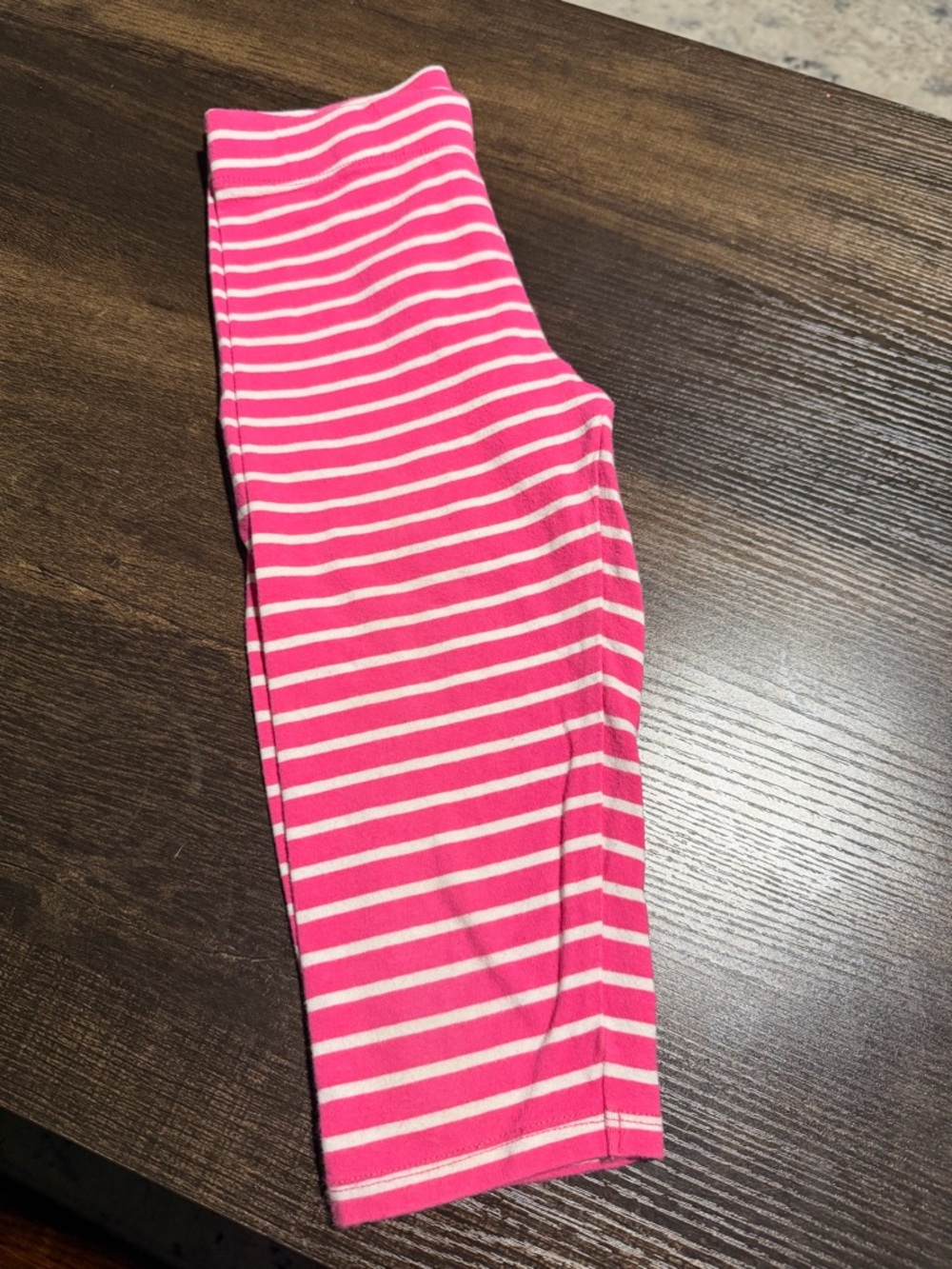 Mini Boden Pink & White Striped Cropped Leggings